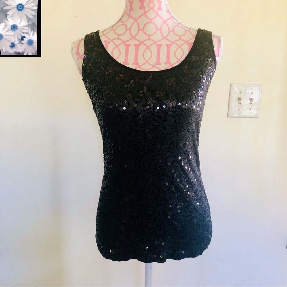 Express Black Sequin Top